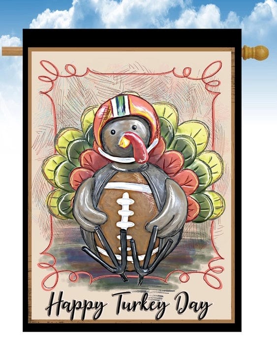 Thanksgiving Happy Turkey Day Banner 2 Sided House Flag heartlandflags