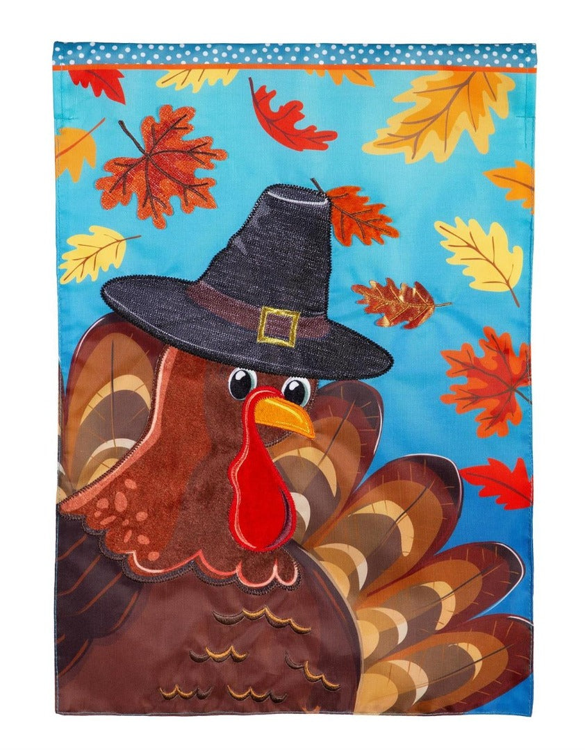 Thanksgiving Turkey Time 2-Sided Applique Garden Flag | 12.5" x 18" heartlandflags