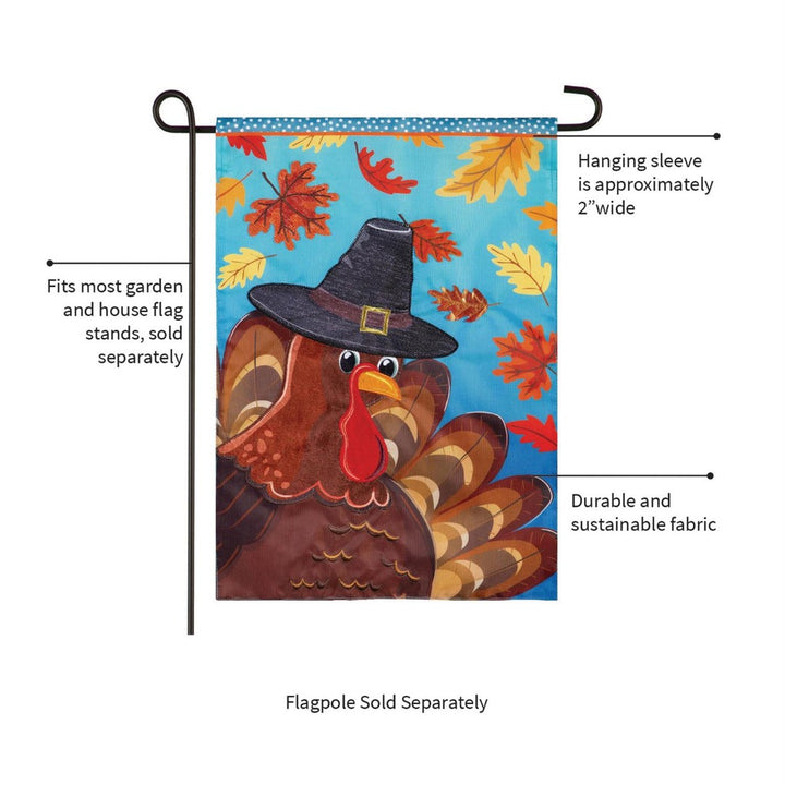 Thanksgiving Turkey Time 2-Sided Applique Garden Flag | 12.5" x 18" heartlandflags