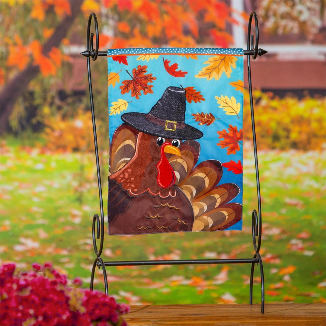 Thanksgiving Turkey Time 2-Sided Applique Garden Flag | 12.5" x 18" heartlandflags