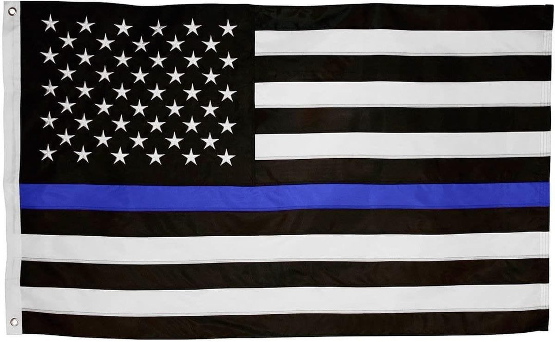 Thin Blue Line US Flag Police Support Embroidered Stars 3x5 and 4x6 heartlandflags