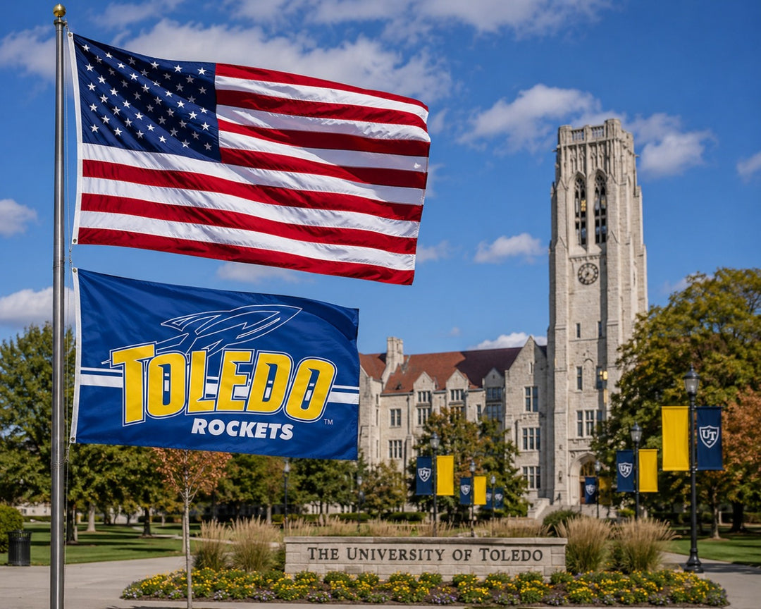 Toledo Rockets Flag 3x5 Blue Logo heartlandflags