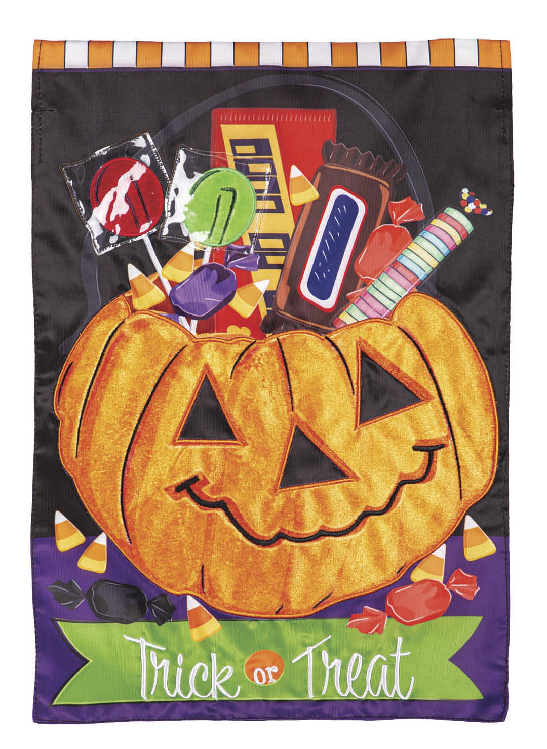 Trick or Treat Halloween Pumpkin Bucket 2 Sided Garden Flag heartlandflags