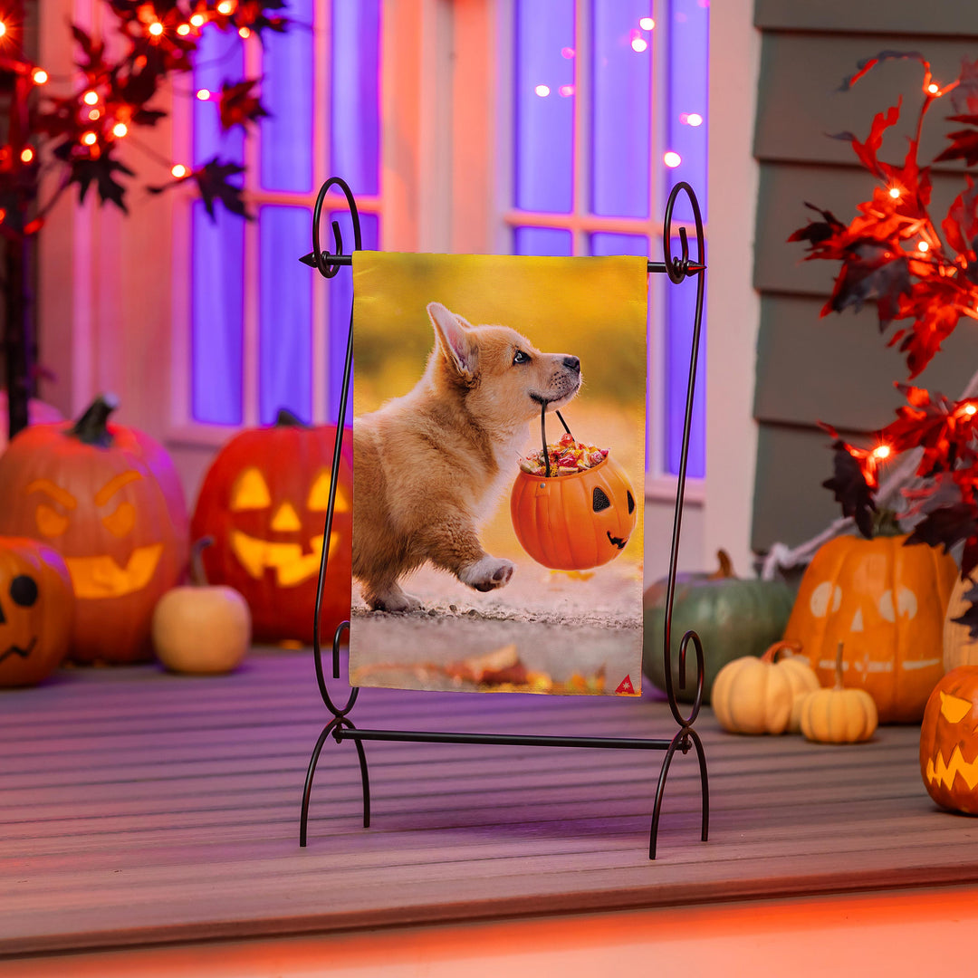 Trick or Treat Puppy 2 Sided Garden Flag heartlandflags