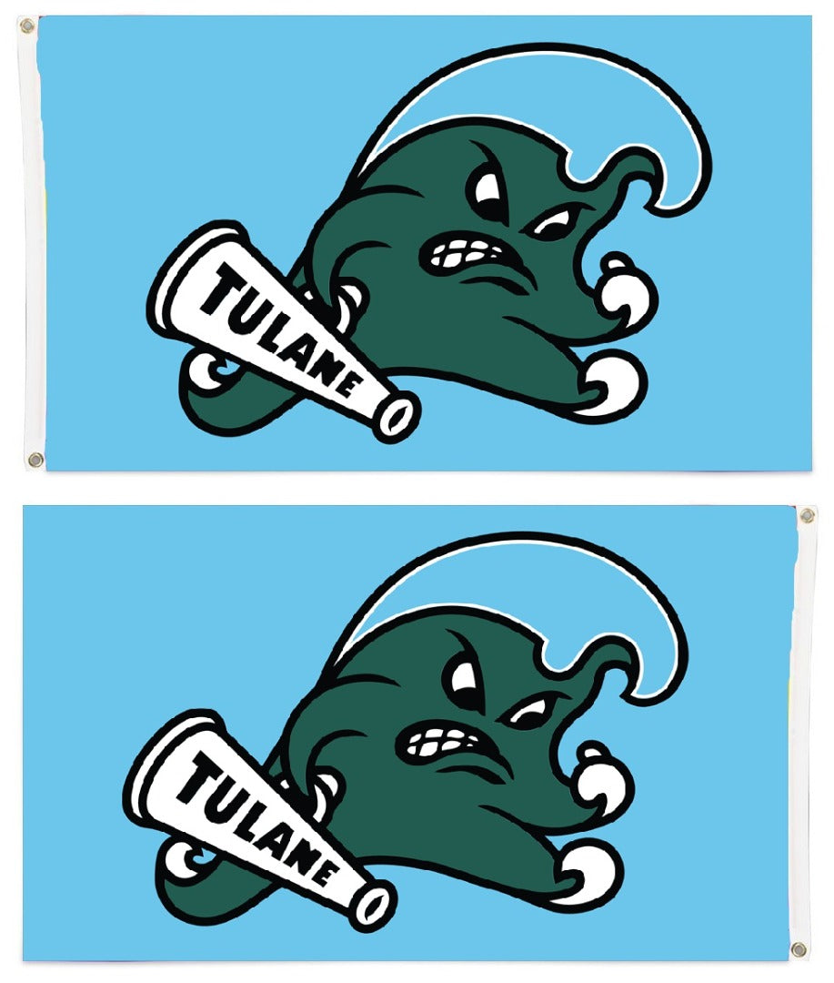 Tulane Green Wave 2 Sided 3x5 Blue Flag heartlandflags