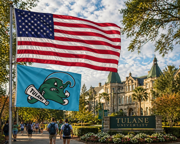 Tulane Green Wave 2 Sided 3x5 Blue Flag heartlandflags