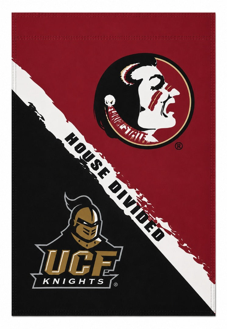 UCF vs Florida State House Divided Garden Flag 2 Sided Rivalry heartlandflags