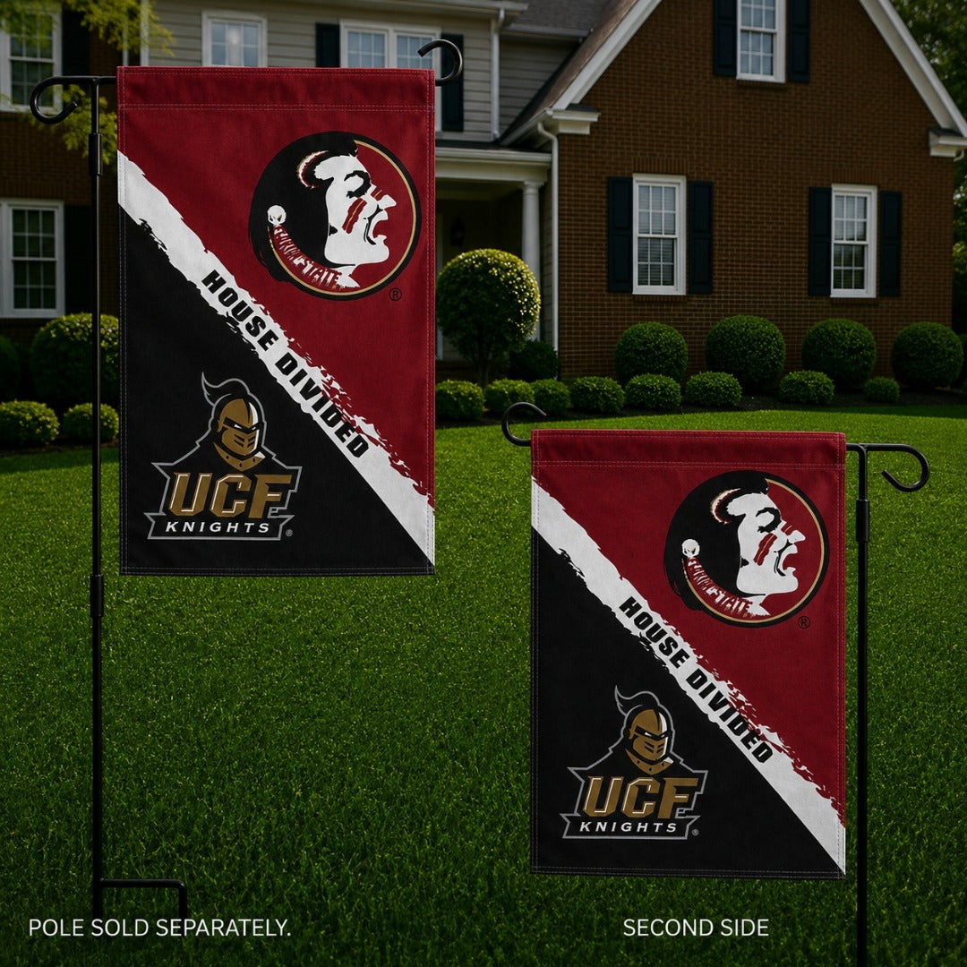 UCF vs Florida State House Divided Garden Flag 2 Sided Rivalry heartlandflags