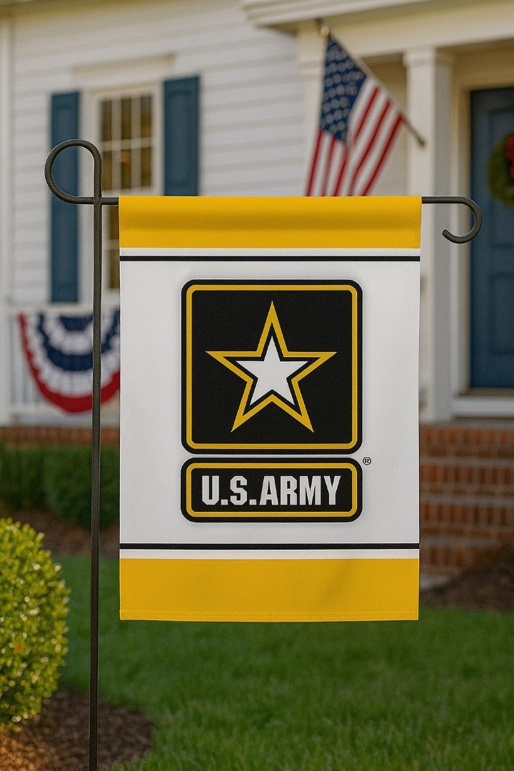 US Army Garden Flag 2 Sided White Yellow heartlandflags