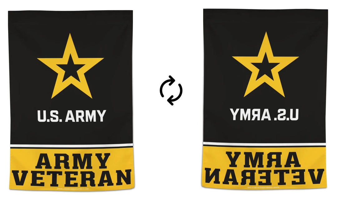 US Army Veteran Flag Vertical Black Yellow House Banner heartlandflags