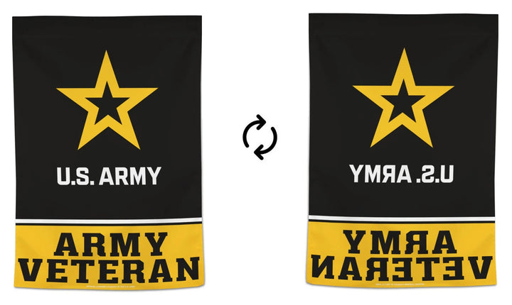 US Army Veteran Flag Vertical Black Yellow House Banner heartlandflags