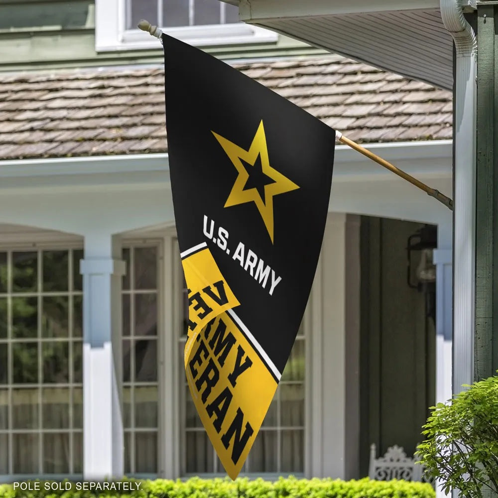 US Army Veteran Flag Vertical Black Yellow House Banner heartlandflags