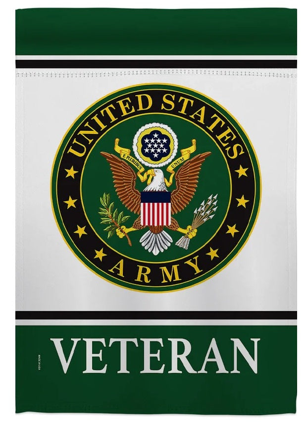 US Army Veteran Garden Flag 2 Sided Logo heartlandflags