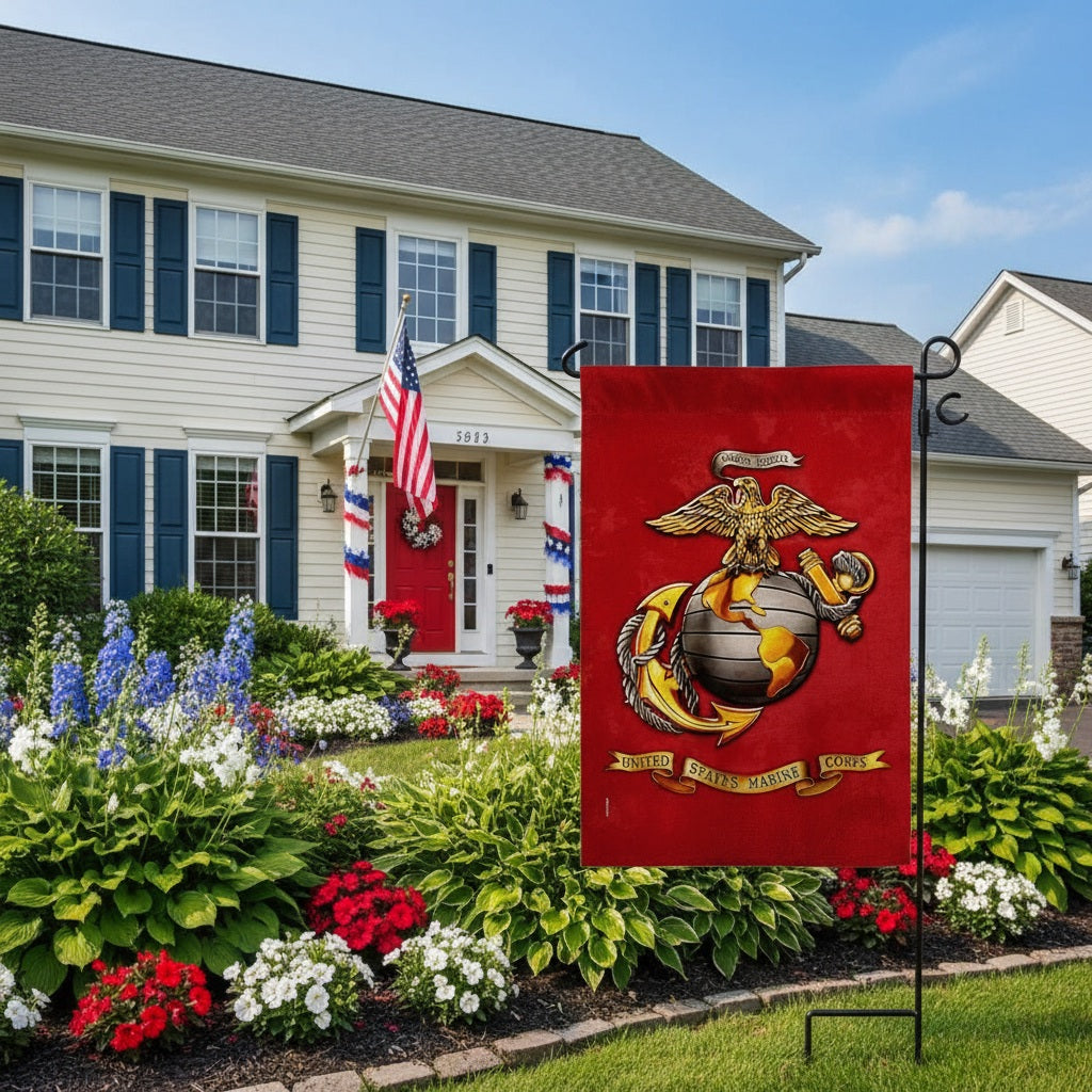 US Marine Corps Garden Flag 2 Sided Emblem heartlandflags