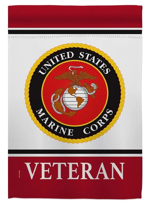 US Marine Corps Veteran Garden Flag 2 Sided Logo heartlandflags