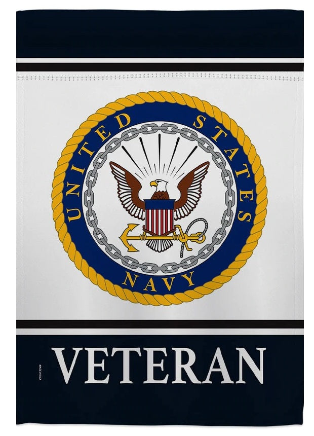 US Navy Veteran Garden Flag 2 Sided Military heartlandflags