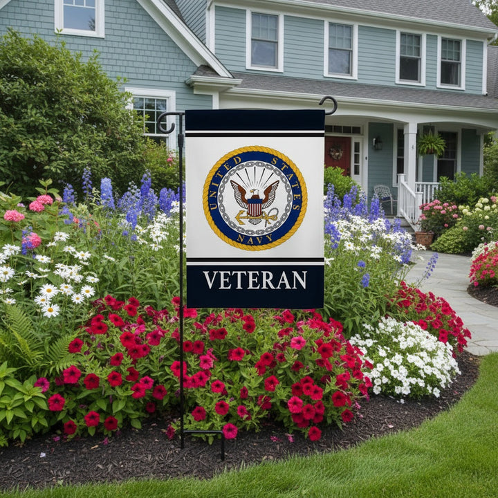 US Navy Veteran Garden Flag 2 Sided Military heartlandflags