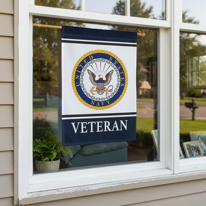 US Navy Veteran Garden Flag 2 Sided Military heartlandflags