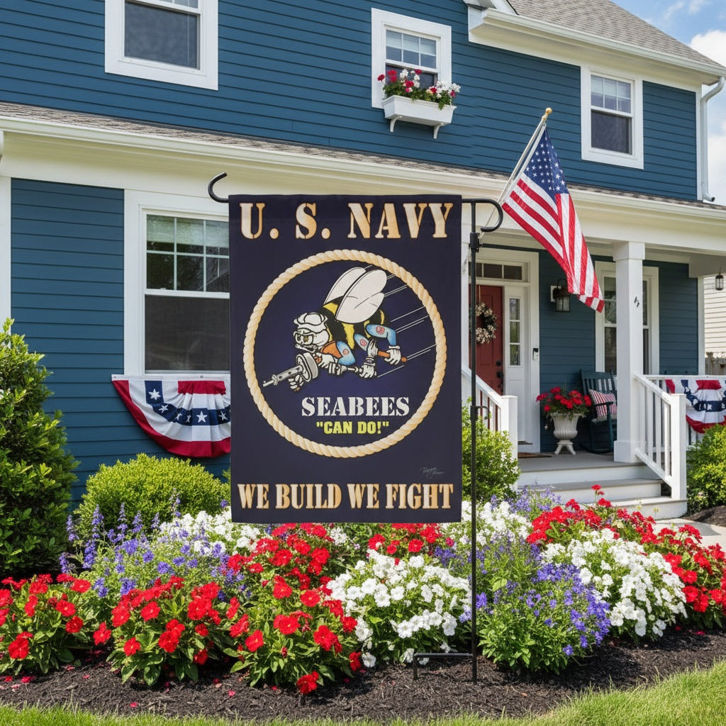US Seabees 2 Sided Garden Flag We Build We Fight heartlandflags