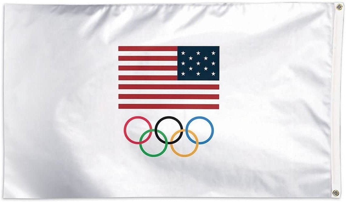 USOC Olympic Rings Flag 3x5 White USOC Olympic Rings Flag 3x5 White