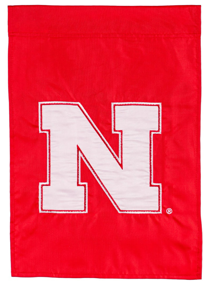 University of Nebraska 2 Sided Garden Flag Applique Logo heartlandflags