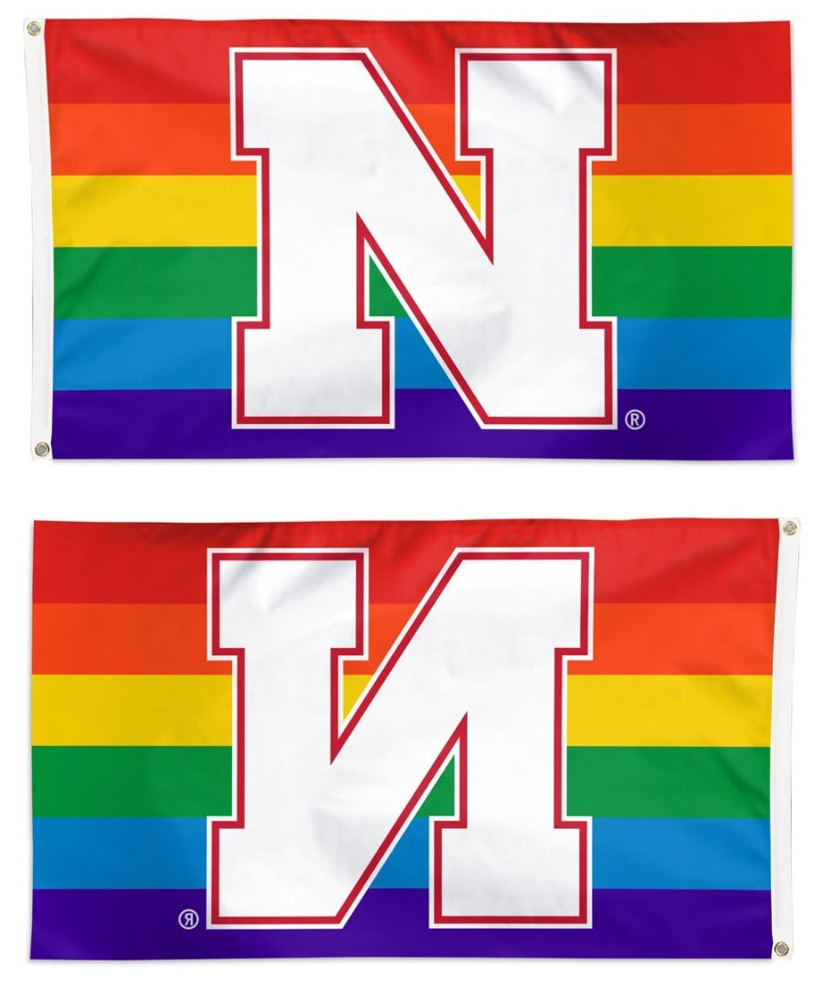 University of Nebraska Flag 3x5 Pride Rainbow heartlandflags