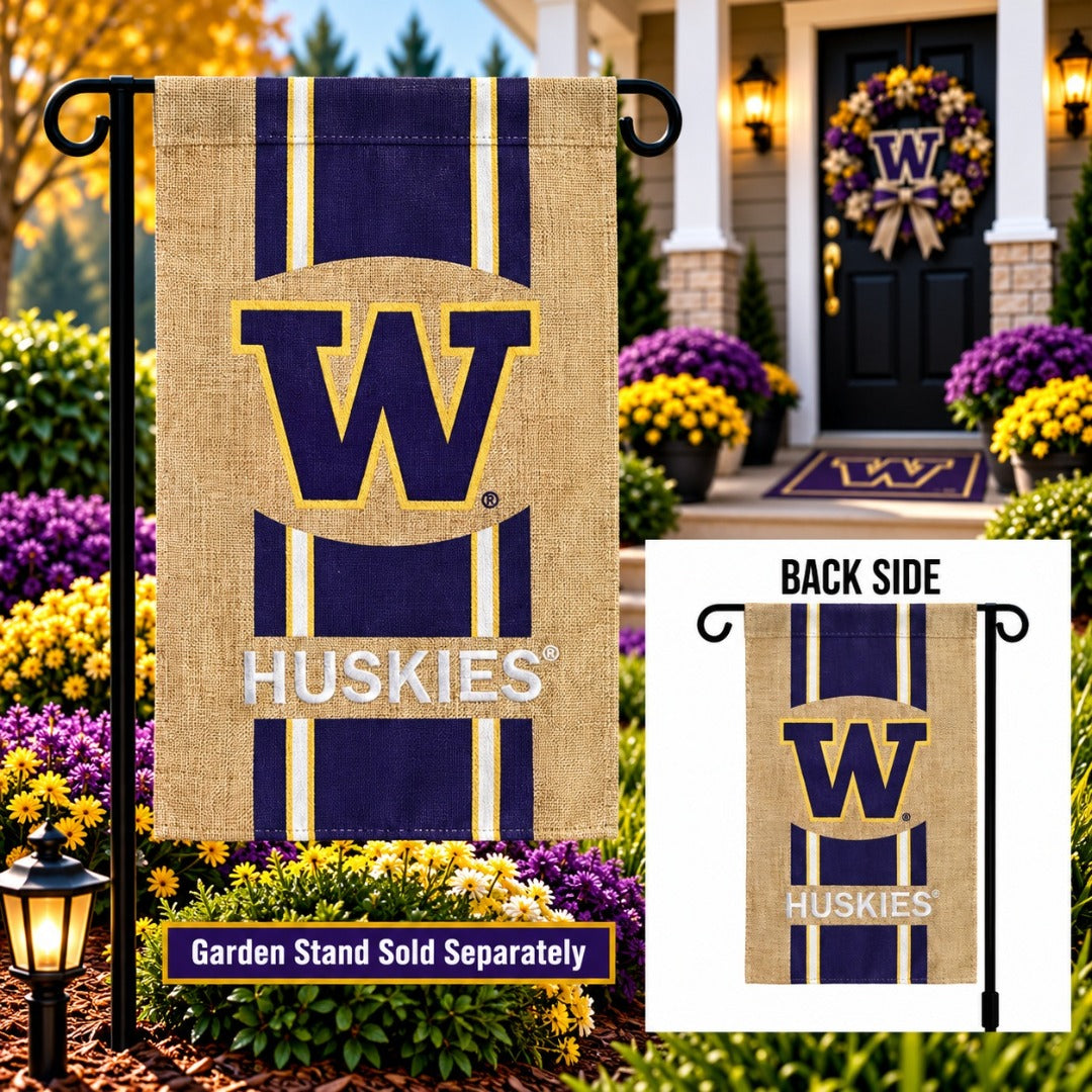 University of Washington Huskies 2 Sided Burlap Garden Flag