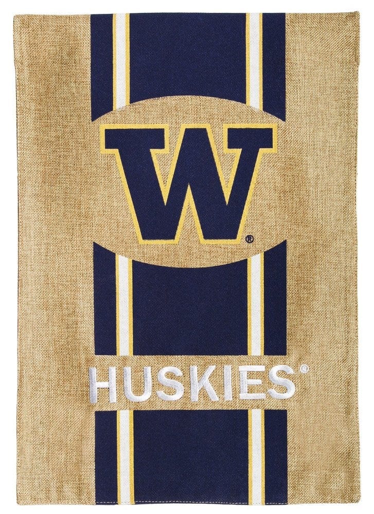 University of Washington Huskies Garden Flag 2 Sided Burlap heartlandflags