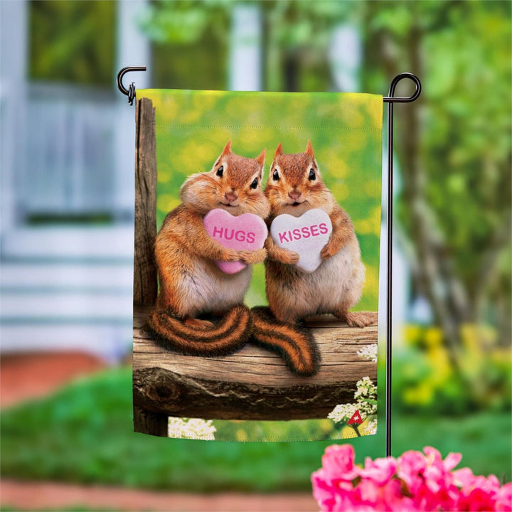 Valentine Chipmunks 2 Sided Garden Flag heartlandflags