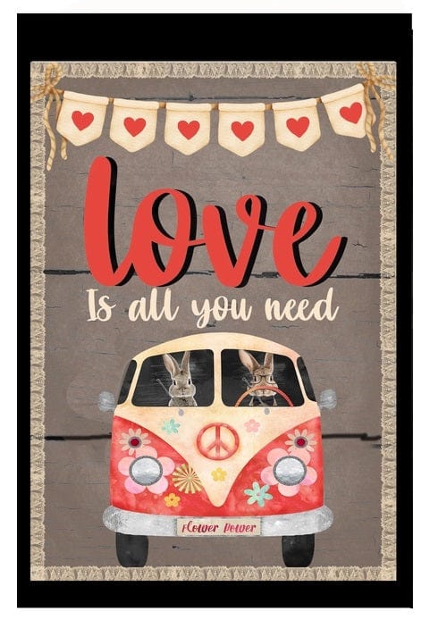 Valentine Love Is All You Need Garden Flag 2 Sided VW Van heartlandflags