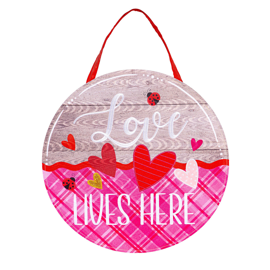 Valentine Love Lives Here Door Decoration heartlandflags