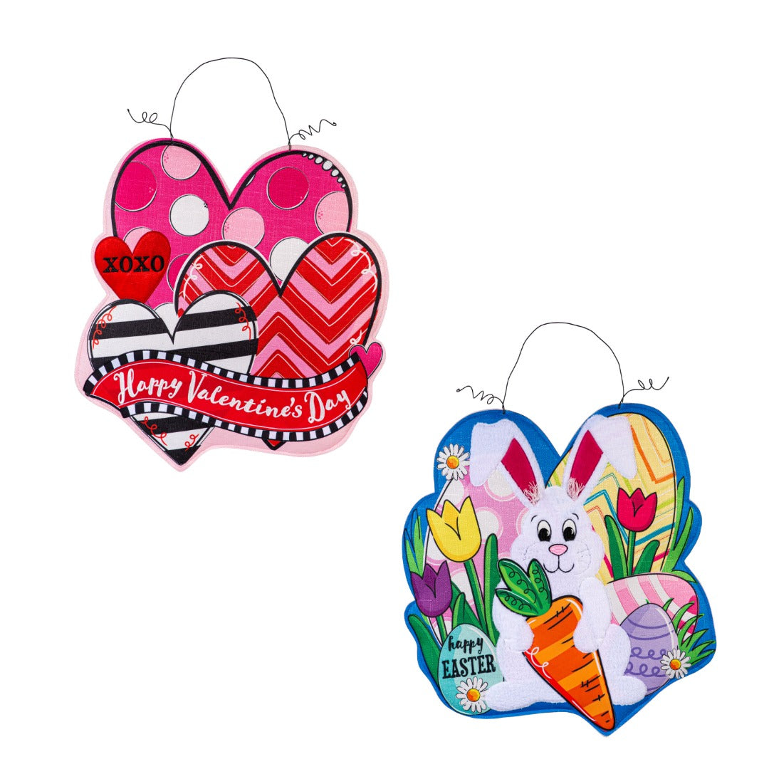 Valentine and Easter Door Decoration Reversible heartlandflags