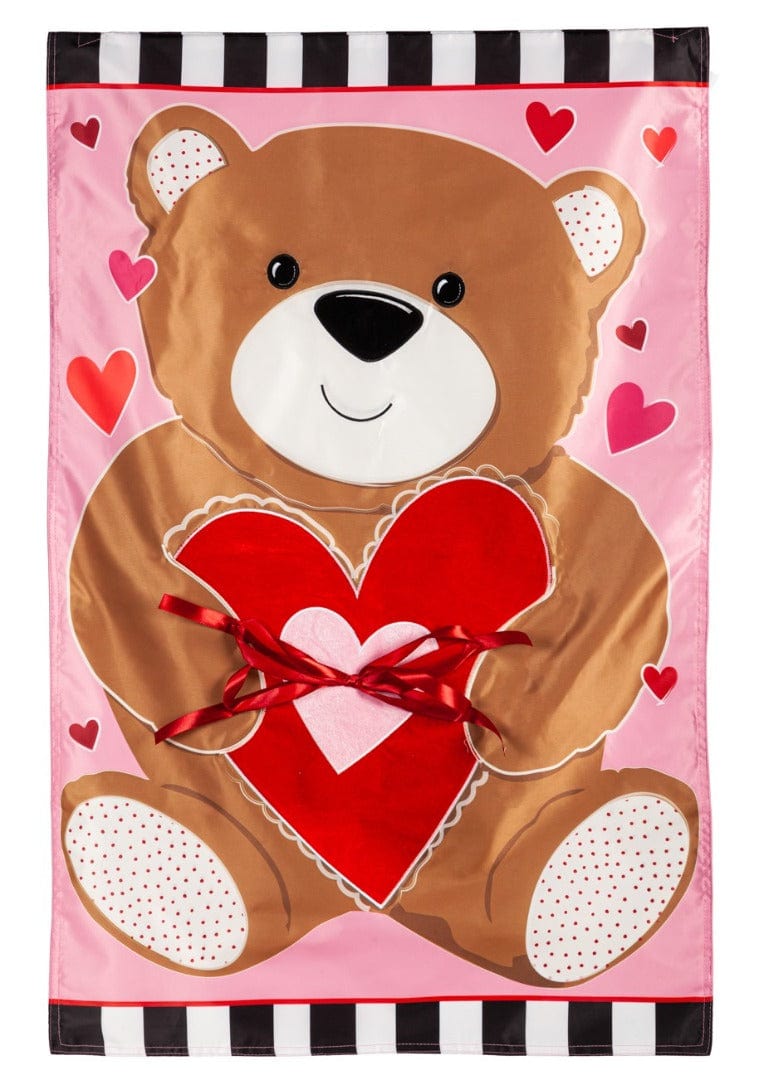 Valentine's Bear Banner 2 Sided Applique heartlandflags