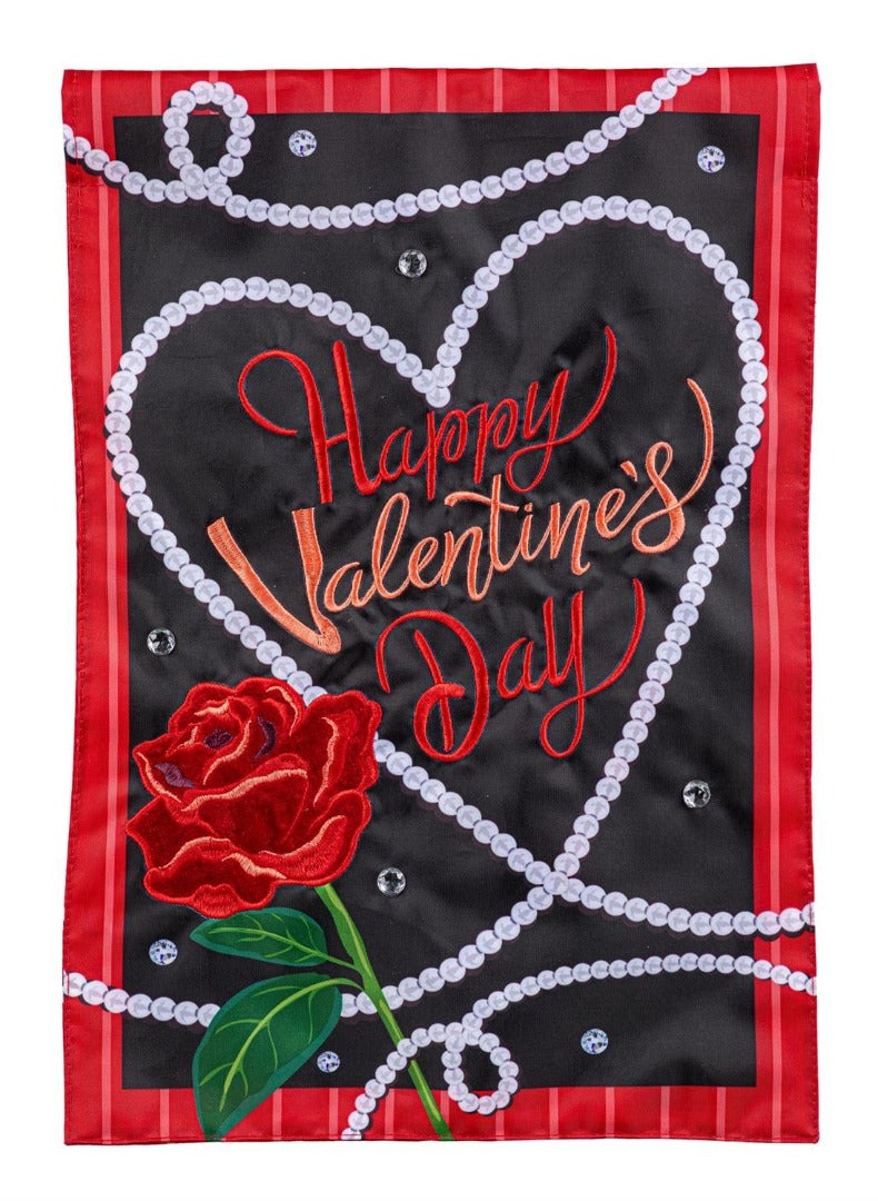 Valentine's Day Pearls 2 Sided Garden Flag heartlandflags