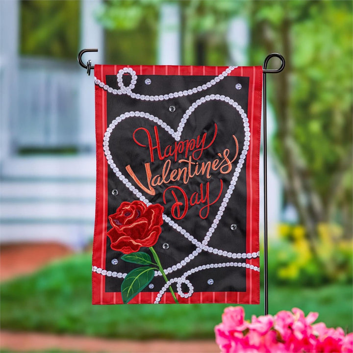 Valentine's Day Pearls 2 Sided Garden Flag heartlandflags