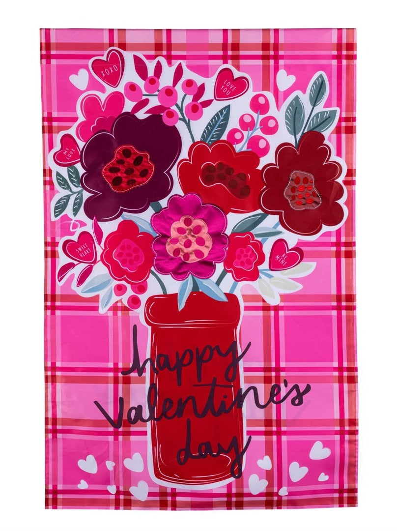 Valentine's Day Plaid 2 Sided Banner heartlandflags