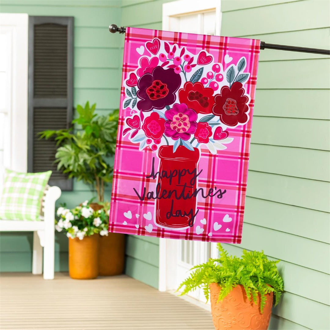 Valentine's Day Plaid 2 Sided Banner heartlandflags