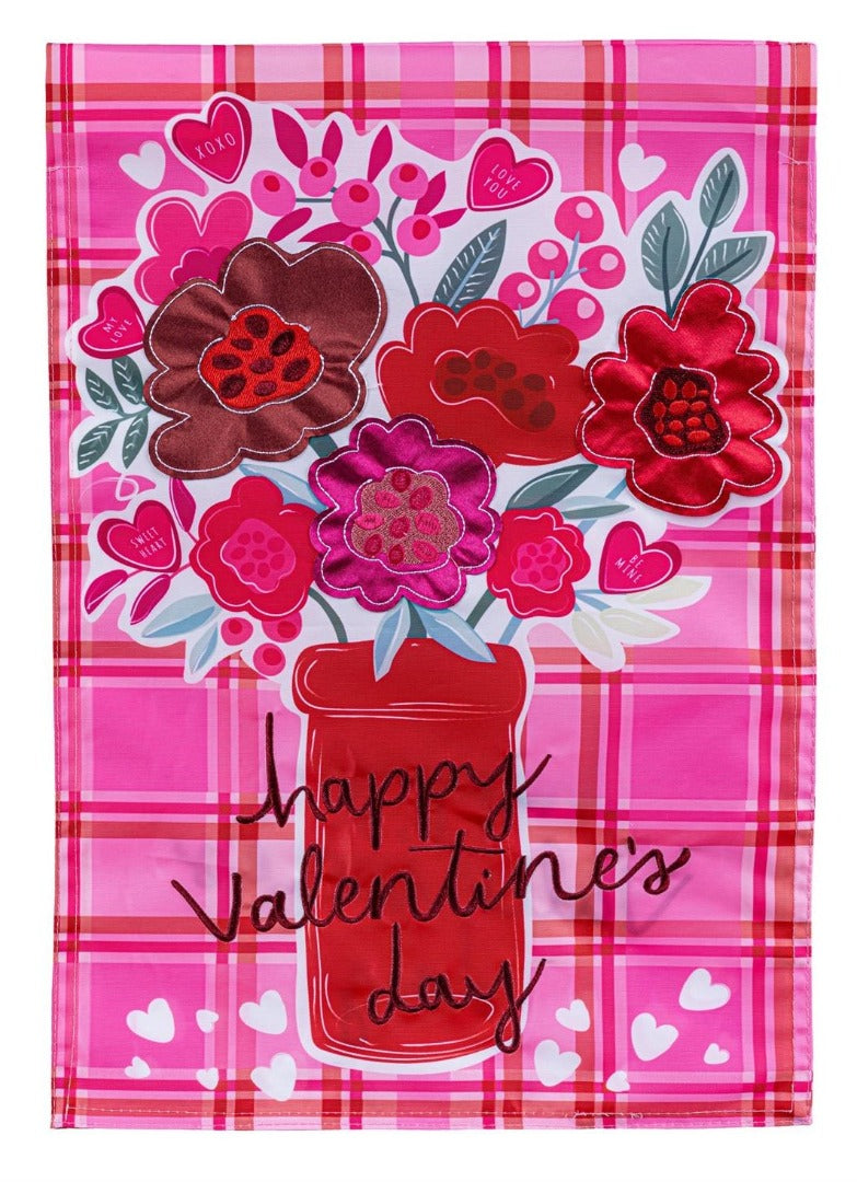 Valentine's Day Plaid 2 Sided Garden Flag heartlandflags