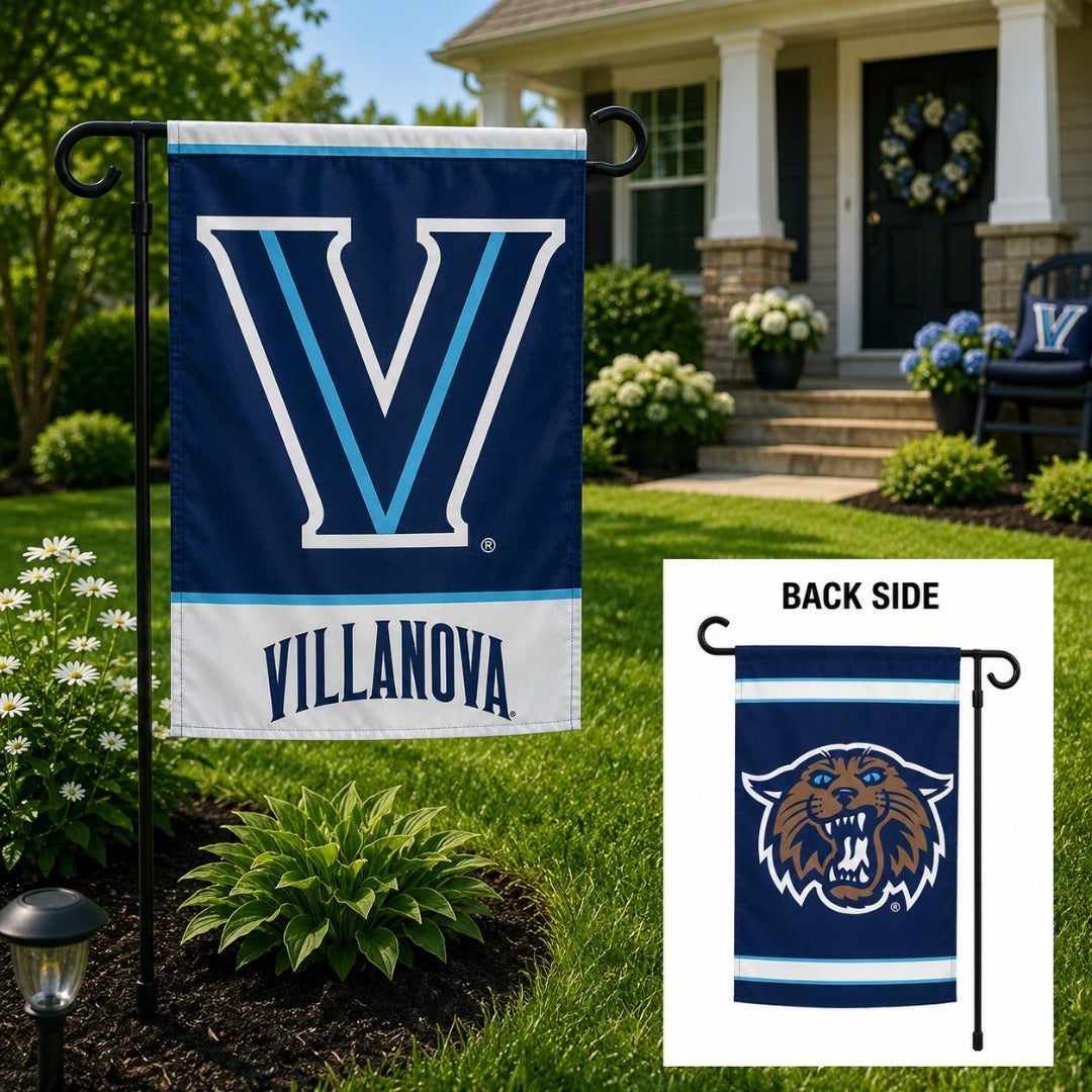 Villanova Wildcats 2 Sided Garden Flag Double Logo heartlandflags
