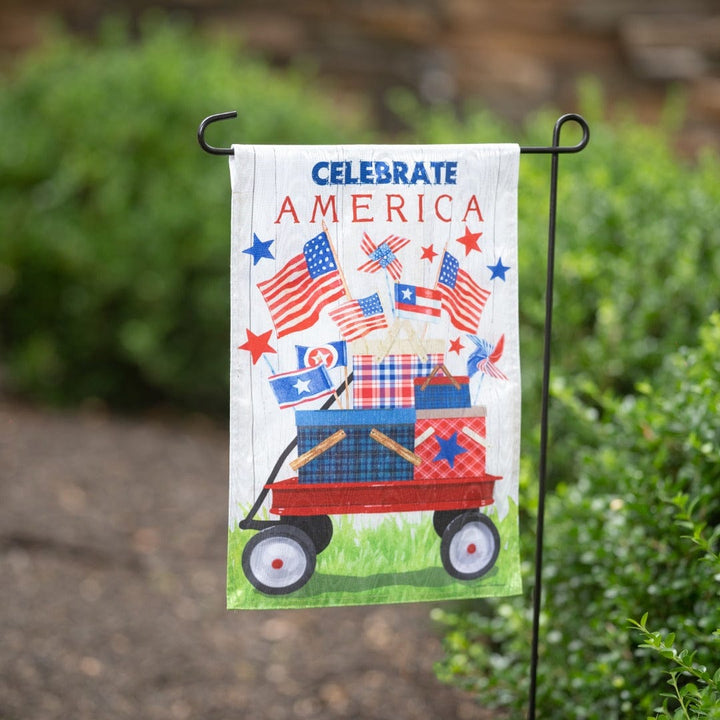 Vintage Patriotic Wagon Garden Flag 2 Sided heartlandflags