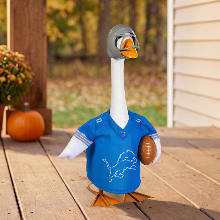 Rear view of Detroit Lions goose jersey with white LIONS lettering and 00