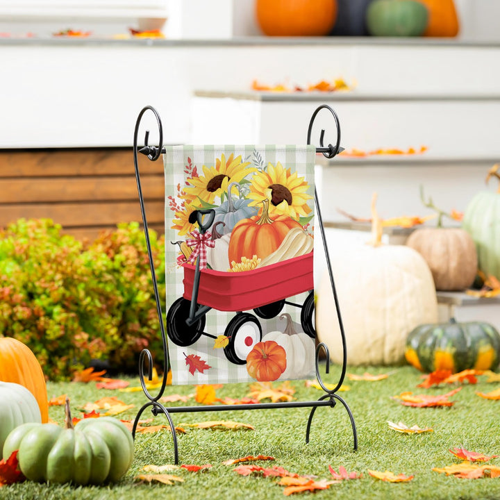 Wagon Filled Pumpkin 2 Sided Garden Flag heartlandflags