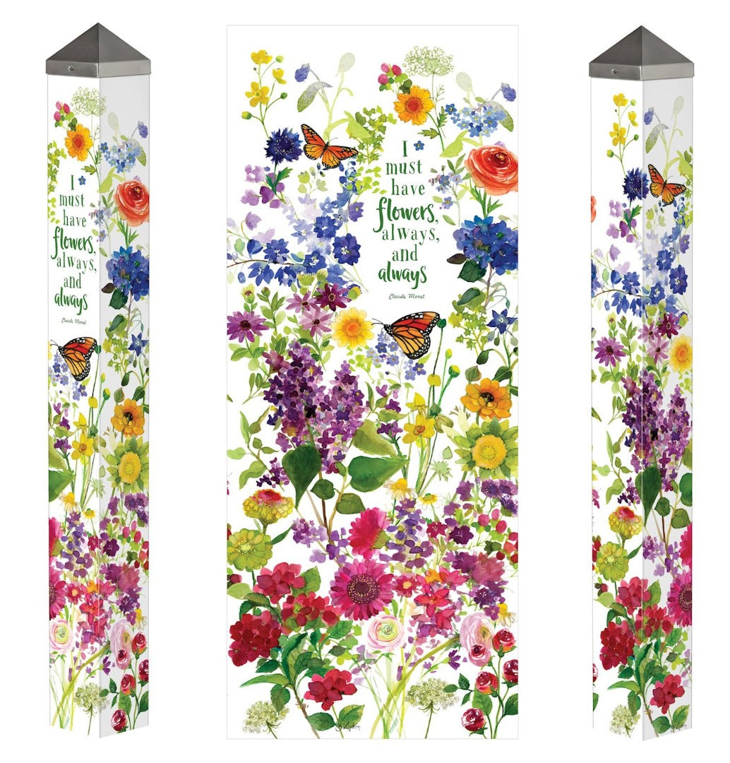 Watercolor Flowers Art Pole 40 Inches heartlandflags