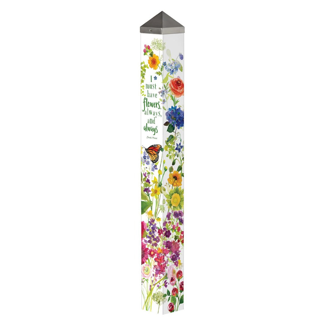 Watercolor Flowers Art Pole 40 Inches heartlandflags
