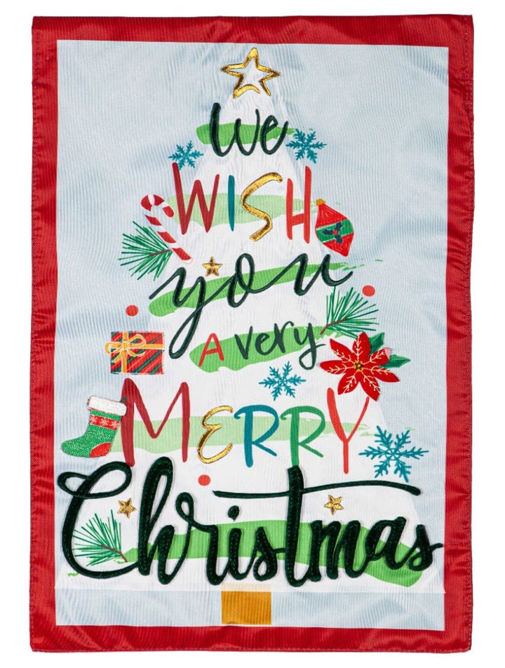 We Wish You A Merry Christmas Garden Flag 2 Sided Applique heartlandflags