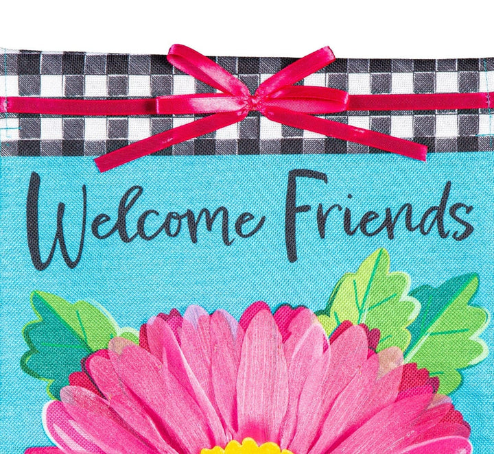 Welcome Friends Daisy Banner 2 Sided House Flag heartlandflags