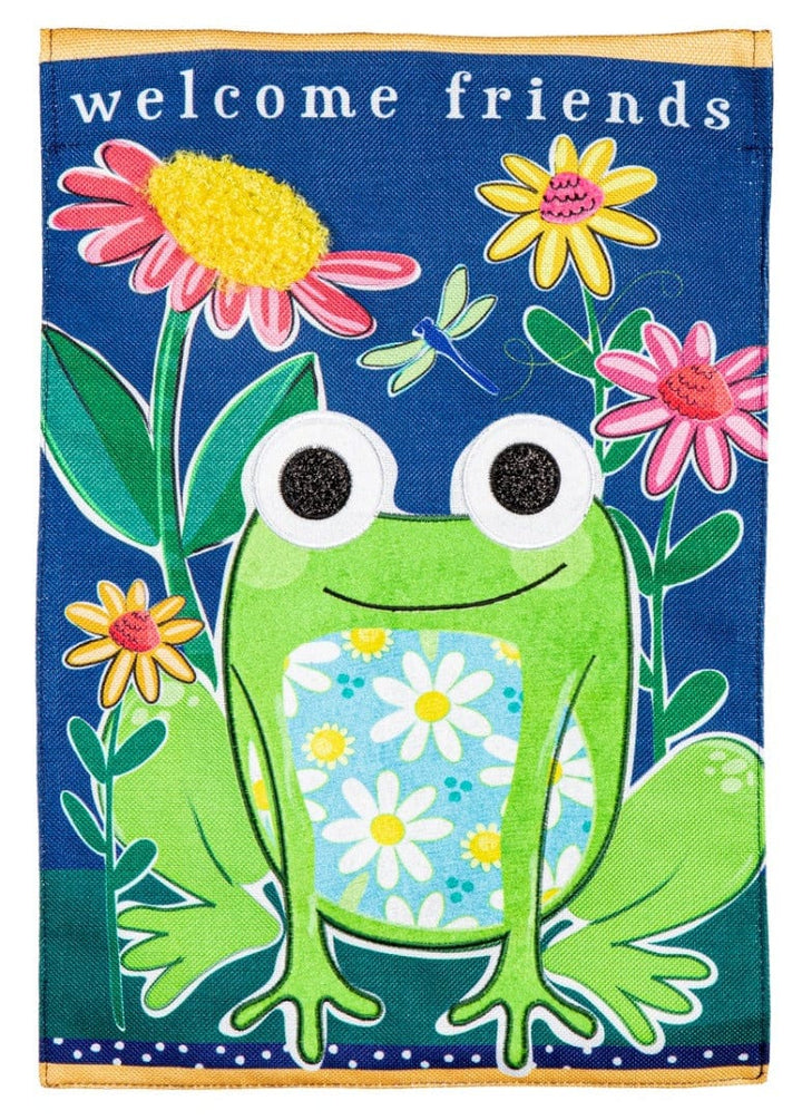 Welcome Friends Frog Garden Flag 2 Sided heartlandflags