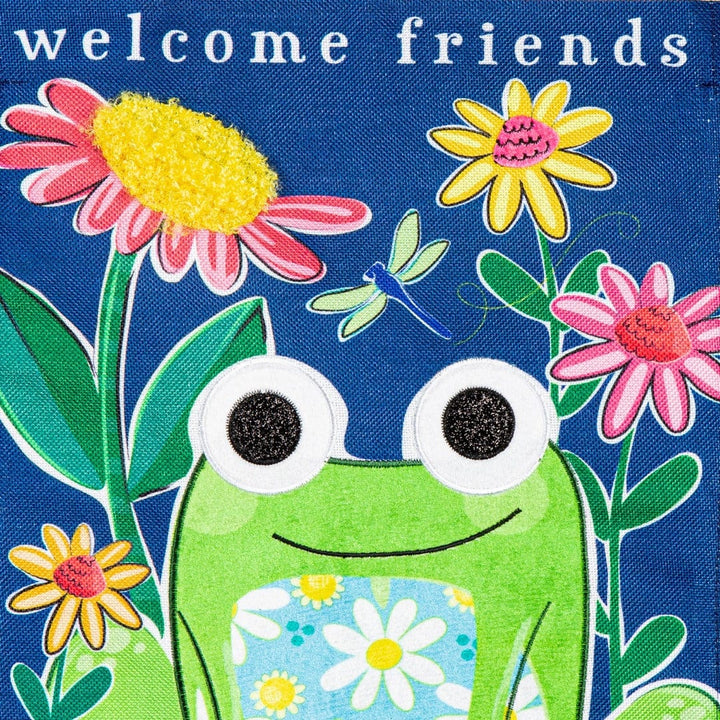 Welcome Friends Frog Garden Flag 2 Sided heartlandflags