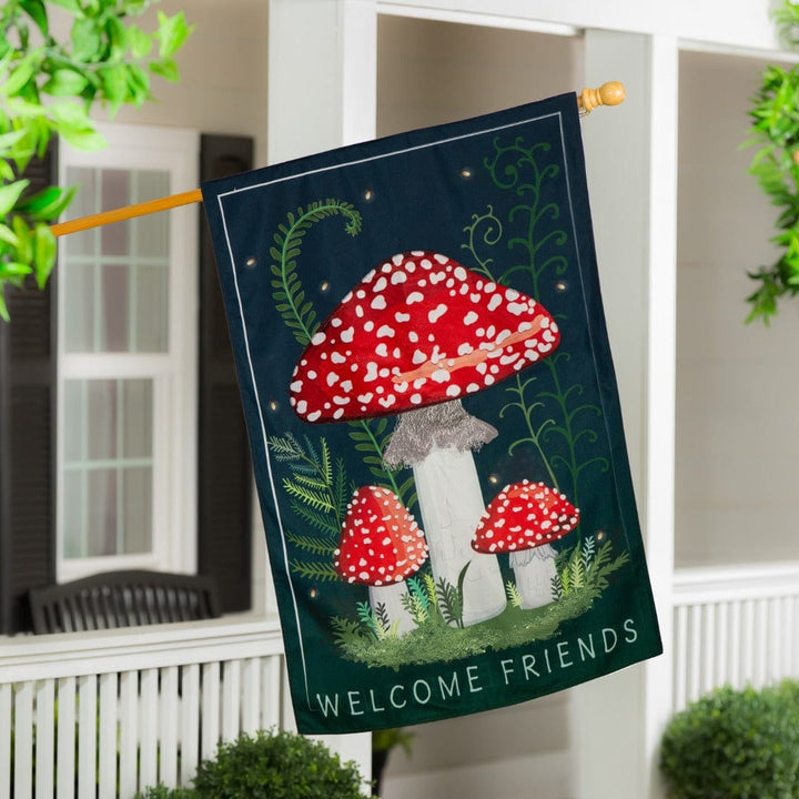 Welcome Friends Mushroom Banner 2 Sided House Flag heartlandflags