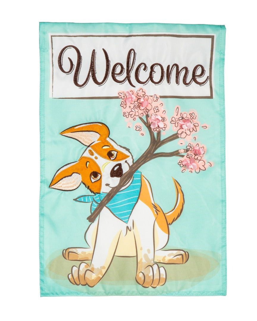 Welcome Pup Garden Flag 2 Sided heartlandflags